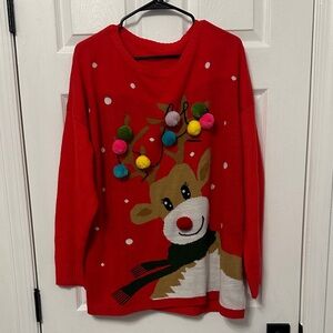 Festive Red Reindeer Sweater